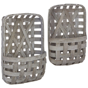 Whitewashed Wall Hanging Baskets