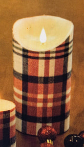 Plaid LED Pillar Candle