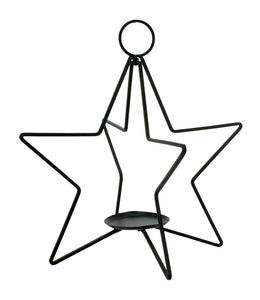 Wrought Iron Star Pillar Candle Holder